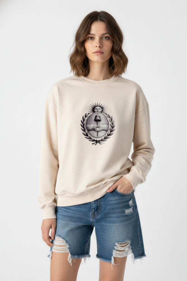 Buzo Rustico Lycra Cuello Redondo Escudo Argentina DTF Libertad