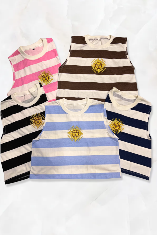 Musculosa Rayada Jersey Larga Sol Bordado Entero Nacion