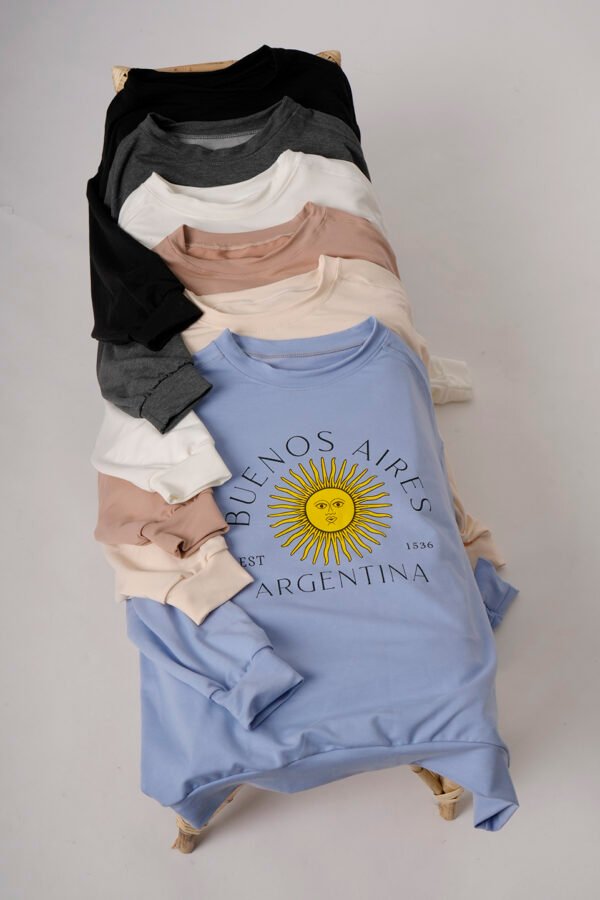 Buzo Rustico Lycra Cuello Redondo Sol De Mayo Argentina Estampado "1536"
