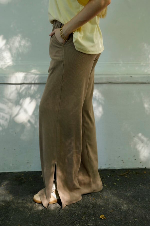 Palazzo Wide Leg Morley Brushed Con Tajo "IRUPE"