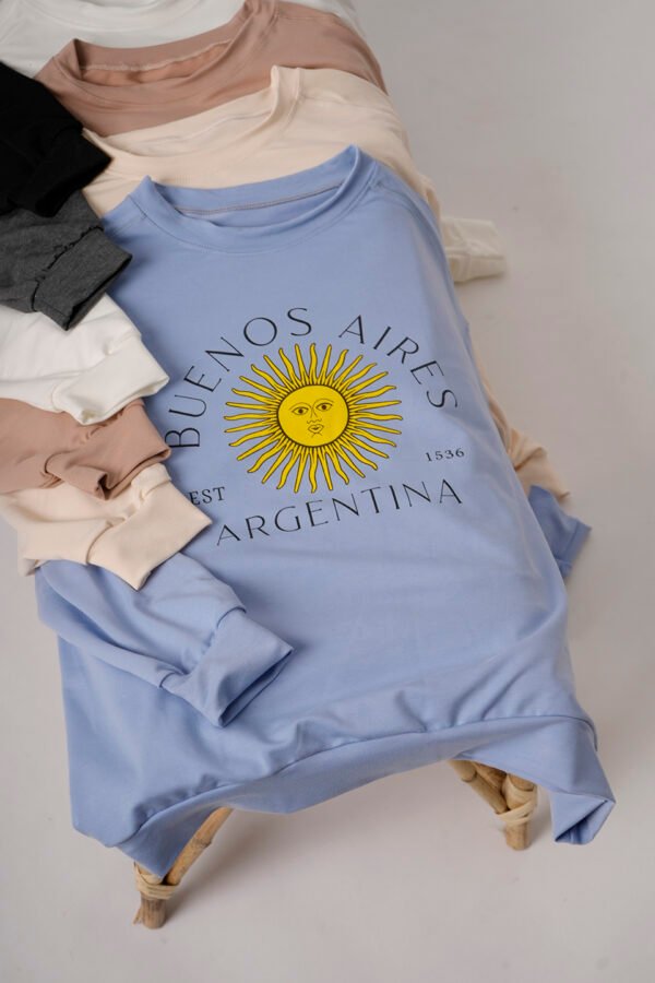 Buzo Rustico Lycra Cuello Redondo Sol De Mayo Argentina Estampado "1536"