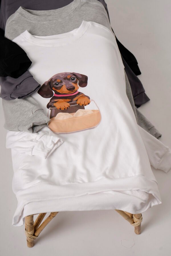 Buzo Rustico Frisado Cuello Redondo Perro Con Vaso DTF "DOG"