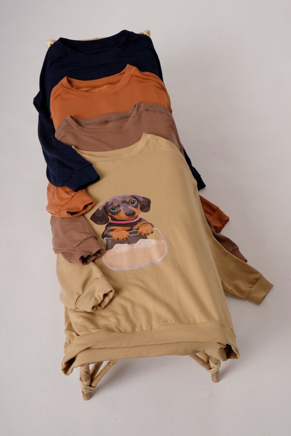 Buzo Rustico Frisado Cuello Redondo Perro Con Vaso DTF "DOG"