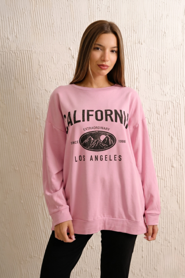 Maxibuzo Rustico Frisado Cuello Redondo Estampa California Extraordinary "1886"