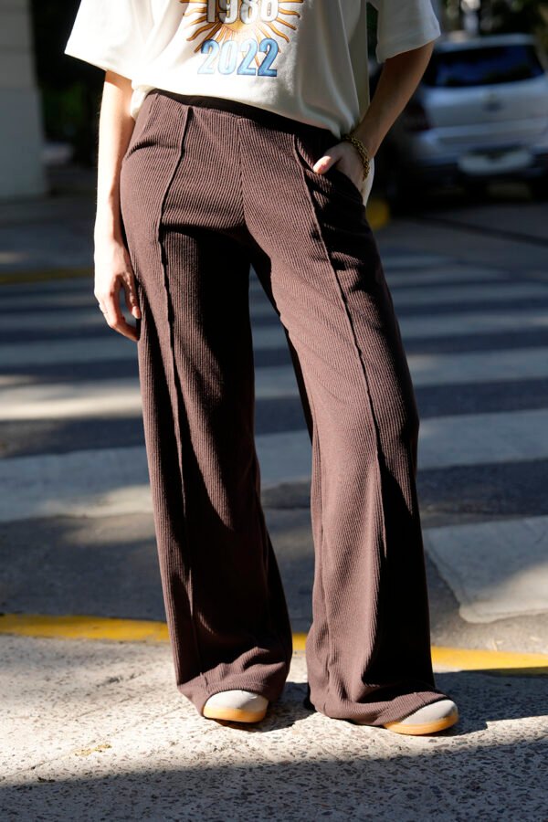 Palazzo Wide Leg Morley Brushed Con Fuelle "BRUNA"