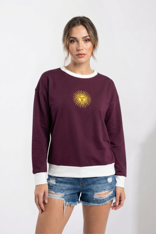 Buzo Rustico Lycra Cuello Redondo Combinado Sol De Mayo Bordado "ARGENTINO"