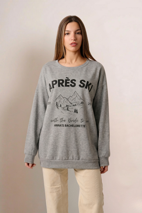 Maxibuzo Rustico Frisado Cuello Redondo Estampa Apres Ski Anna "BACHELORETTE"
