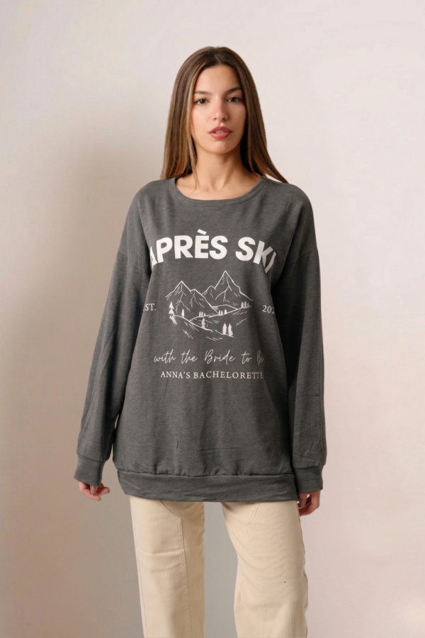 Maxibuzo Rustico Frisado Cuello Redondo Estampa Apres Ski Anna "BACHELORETTE"