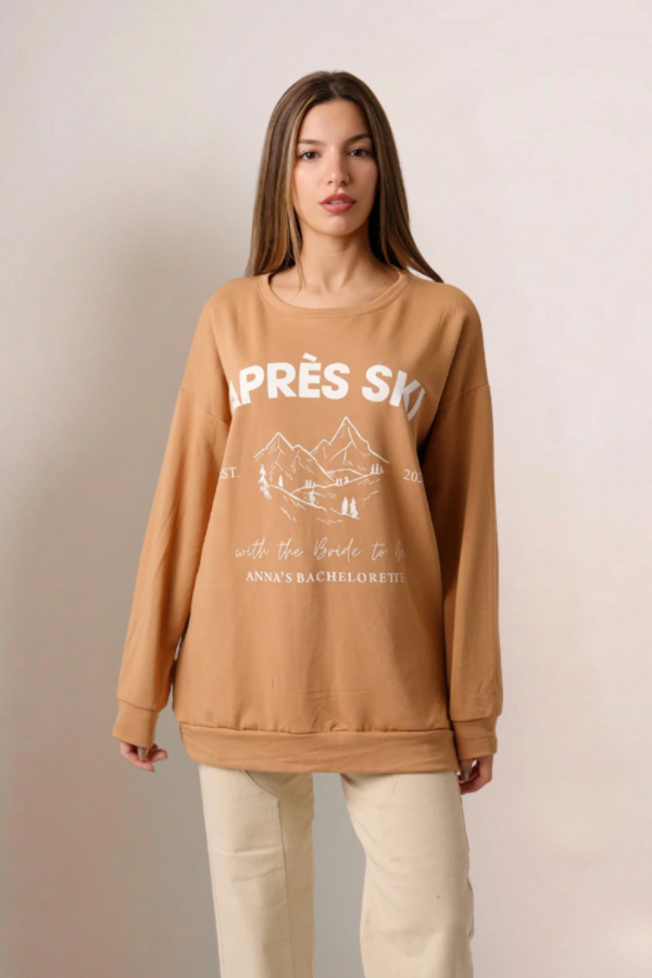 Maxibuzo Rustico Frisado Cuello Redondo Estampa Apres Ski Anna "BACHELORETTE"
