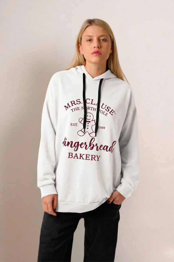 Maxibuzo Rustico Frisado Con Capucha Estampa Gingerbread "BAKERY"