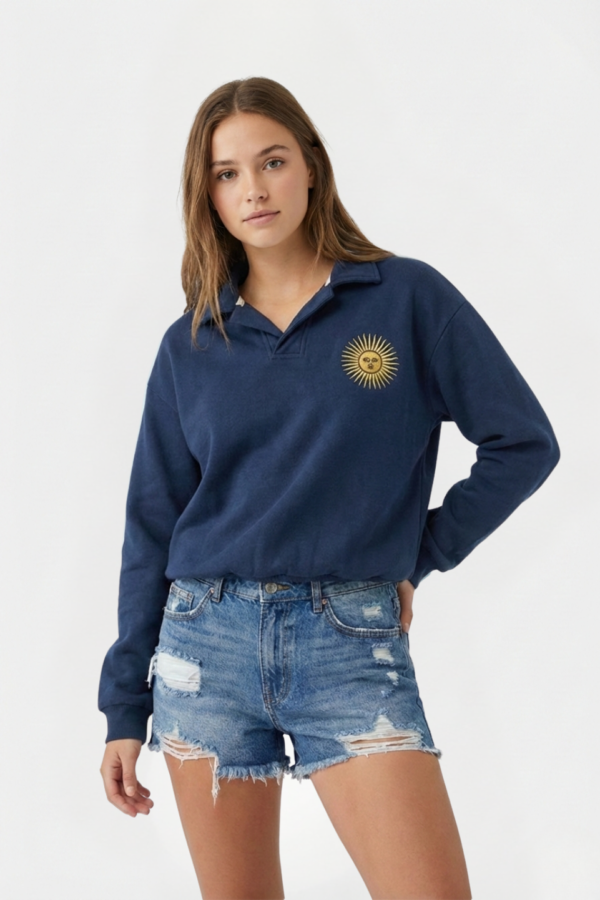 Buzo Chomba Liso Frisado Sol De Mayo Bordado "BUCKS"