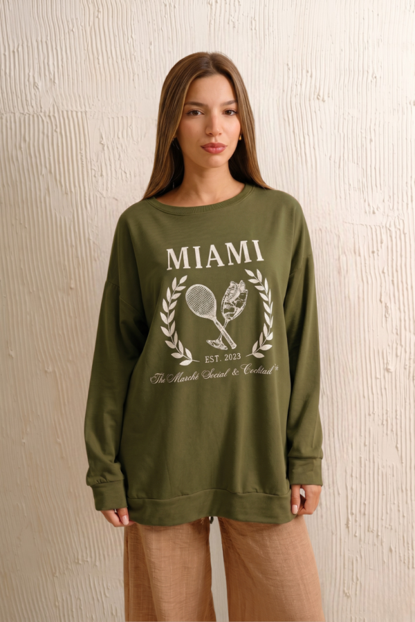 Maxibuzo Rustico Frizado Cuello Redondo Estampa Miami Copas Est 2023 "COCKTAIL"