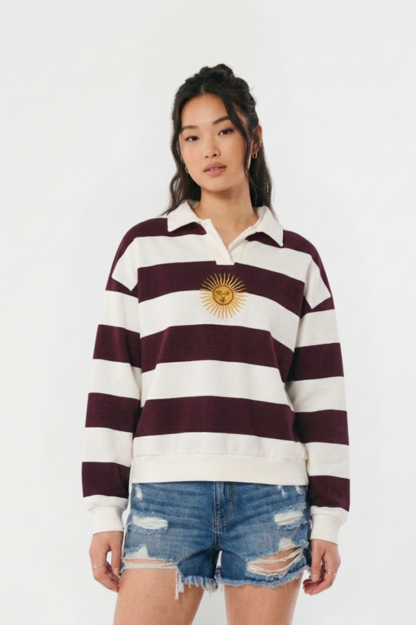 Buzo Chomba Rayado Frisado Sol De Mayo Bordado "DENTY"