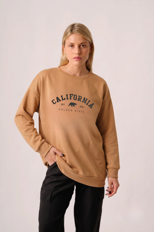 Maxibuzo Rustico Frizado Cuello Redondo Estampa California Golden State "GOLDEN STATE"