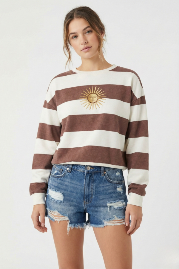 Buzo Rustico Cuello Redondo Rayado Sol De Mayo Bordado "GALES"