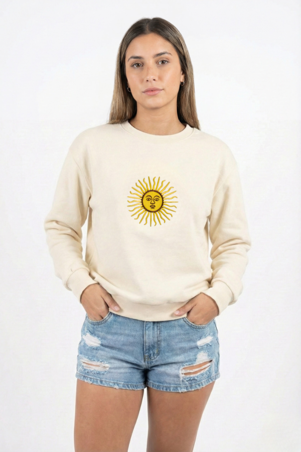 Buzo Rustico Liviano Cuello Redondo Sol De Mayo Grande Bordado "CAYETANO"