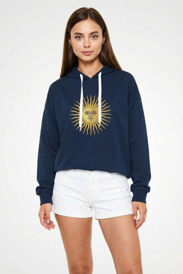 Buzo Rustico Frisado Con Capucha Sol De Mayo En DTF "LIZZY"