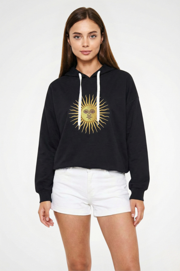 Buzo Rustico Frisado Con Capucha Sol De Mayo En DTF "LIZZY"