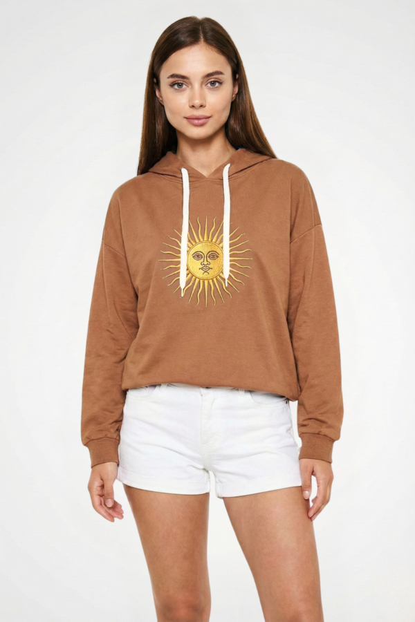 Buzo Rustico Frisado Con Capucha Sol De Mayo En DTF "LIZZY"