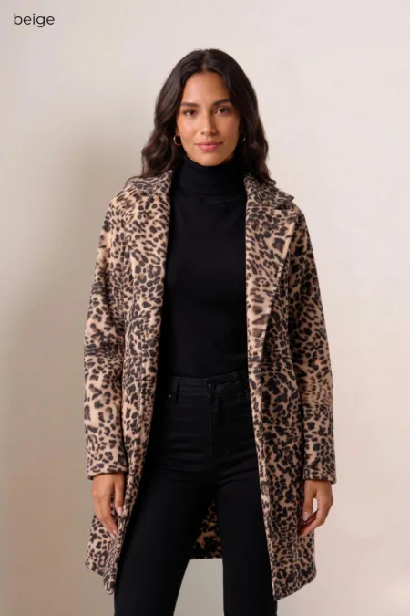 Saco Largo Paño Estampado Animal Print "MARIEL"