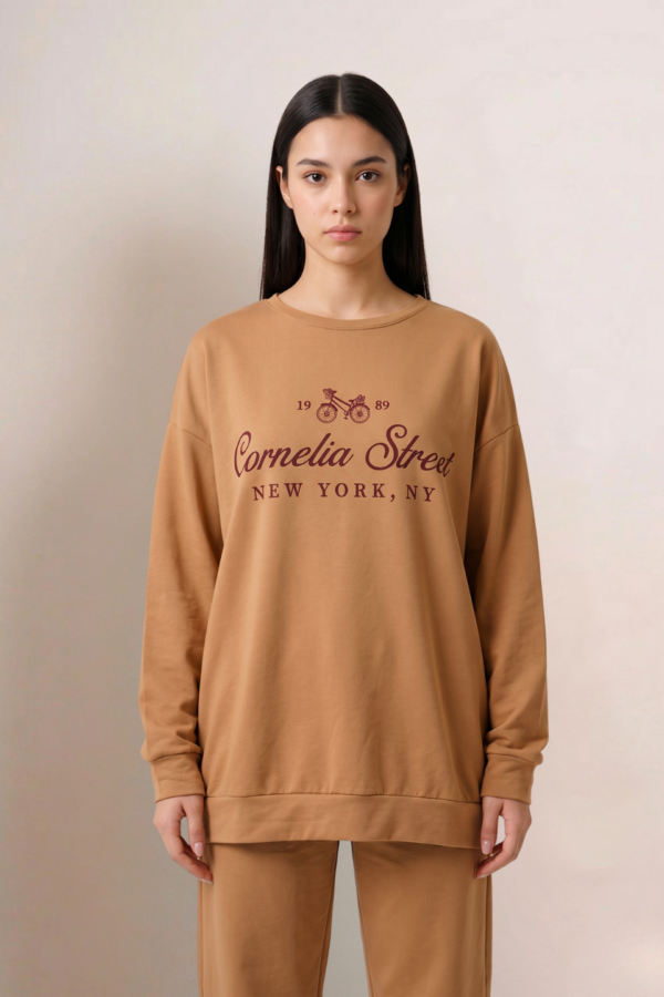 Maxibuzo Rustico Frisado Cuello Redondo Estampa "CORNELIA"