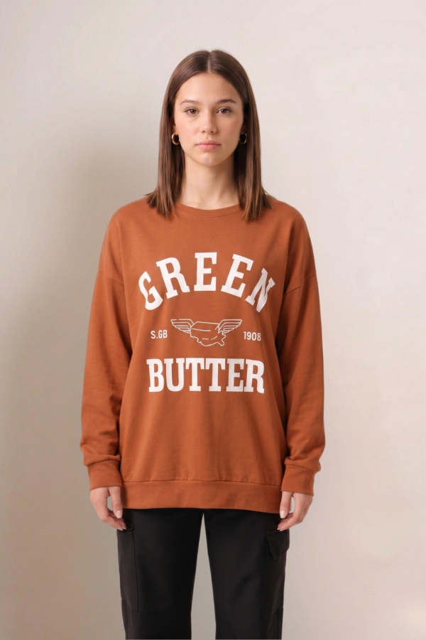 Maxibuzo Rustico Frisado Cuello Redondo Estampa Green "BUTTER"