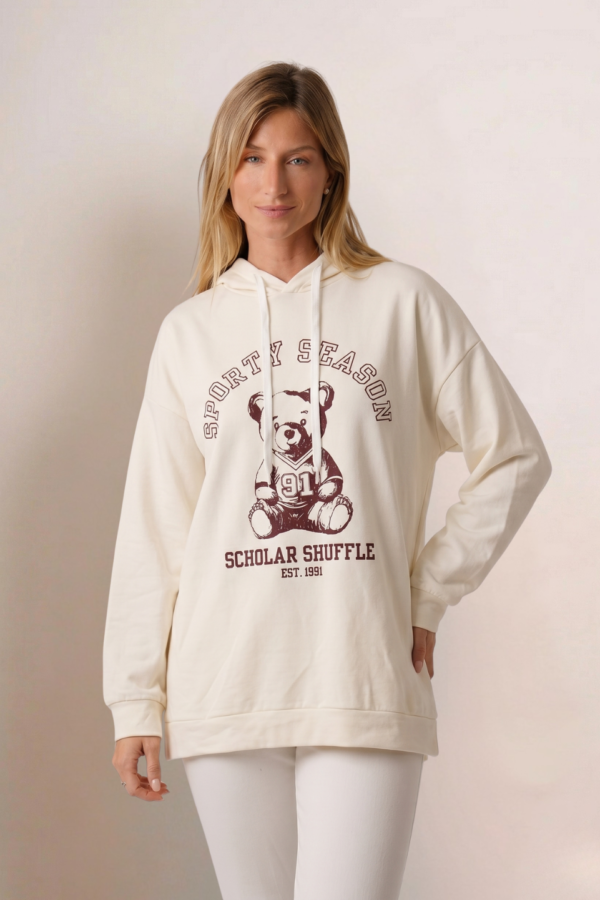Maxibuzo Rustico Frisado Con Capucha Estampa Scholar Shuffle "SPORTY"