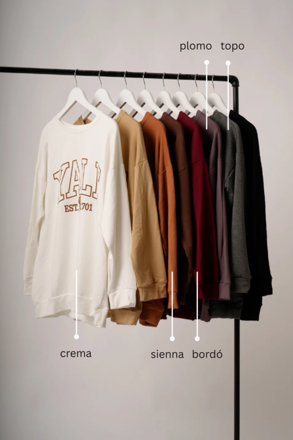 Maxibuzo Rustico Frisado Cuello Redondo Estampa Yale "1701