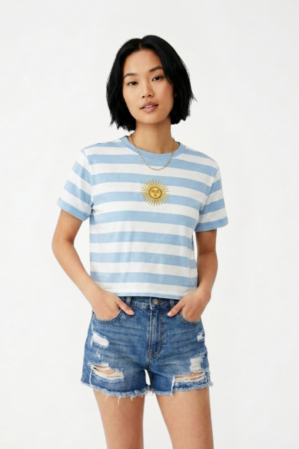 Remera Jersey Hilo Color Sol De Mayo Bordado "NAVY"