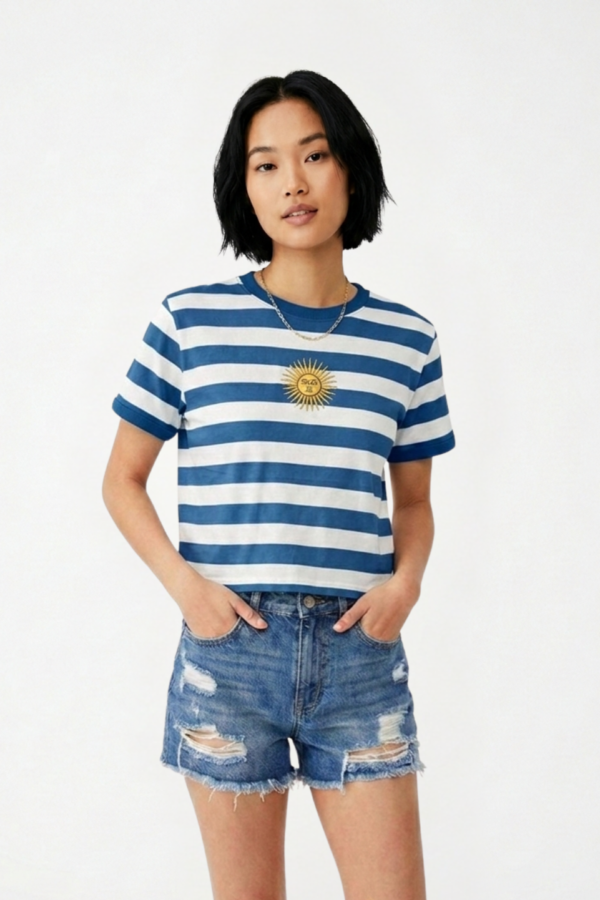 Remera Jersey Hilo Color Sol De Mayo Bordado "NAVY"