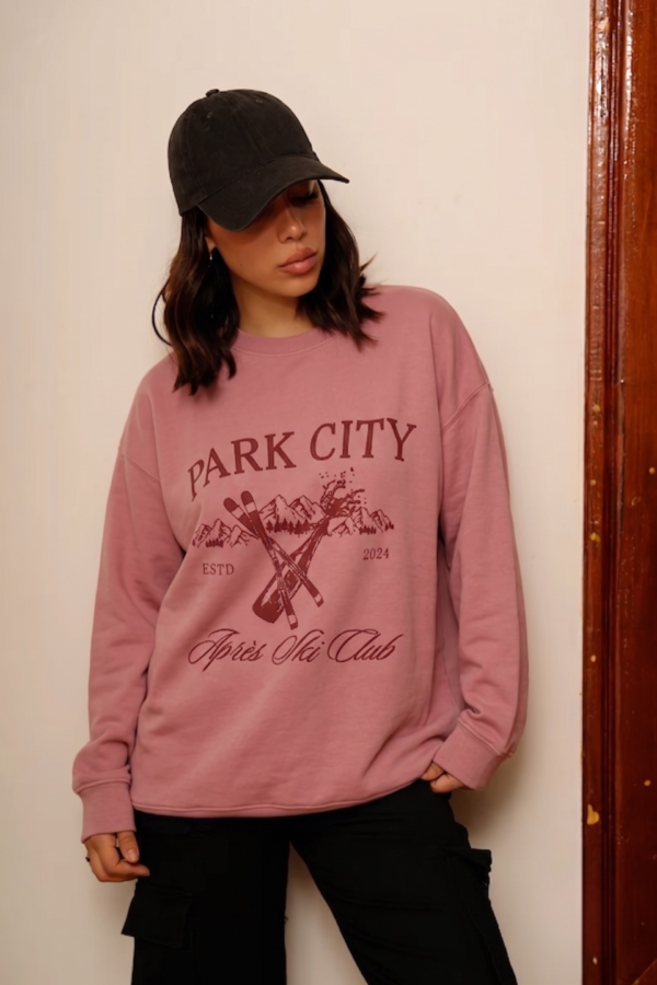 Maxibuzo Rustico Frizado Cuello Redondo Estampa "PARK CITY"