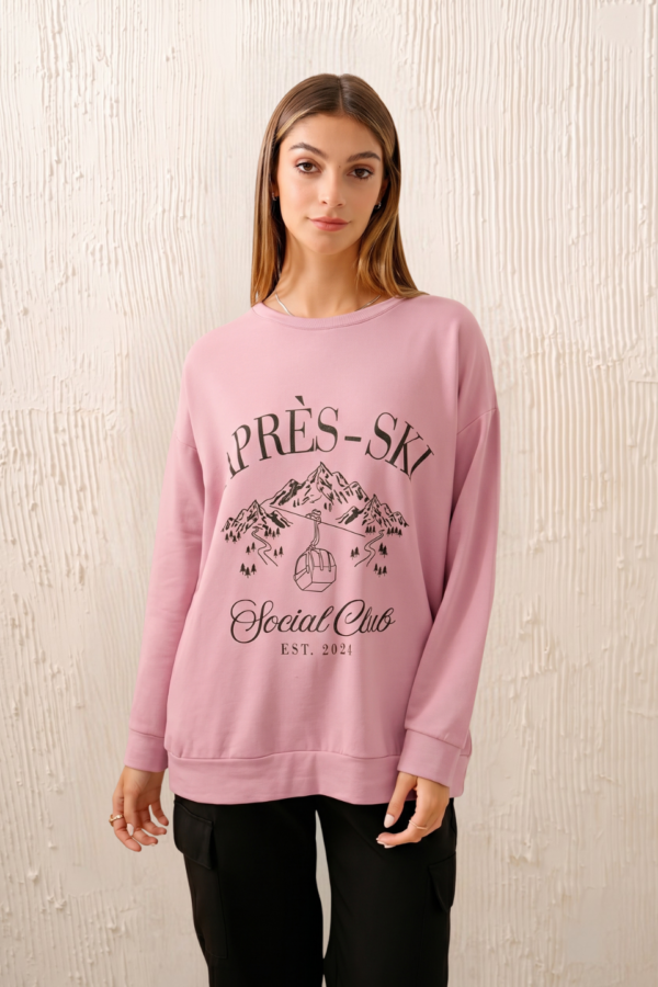 Maxibuzo Rustico Frizado Cuello Redondo Estampa "APRES SKI"