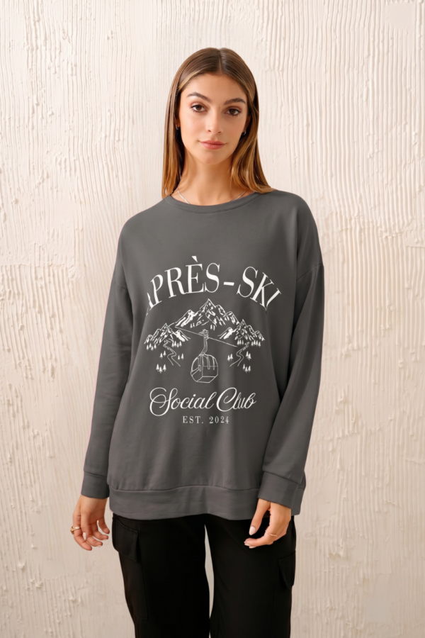 Maxibuzo Rustico Frizado Cuello Redondo Estampa "APRES SKI"