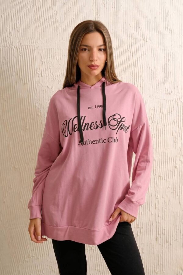 Maxibuzo Rustico Frisado Con Capucha Estampa Authentic Club "WELLNESS"