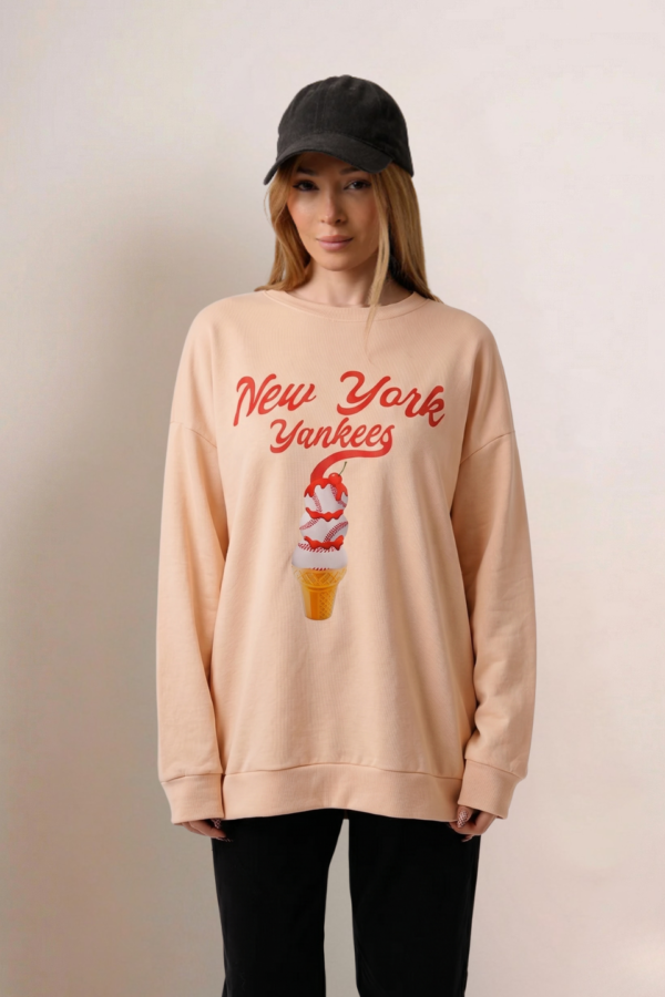 Maxibuzo Rustico Frisado Cuello Redondo Estampa New York "YANKEES"