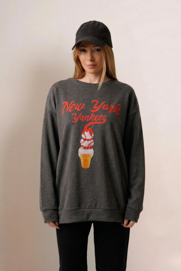 Maxibuzo Rustico Frisado Cuello Redondo Estampa New York "YANKEES"