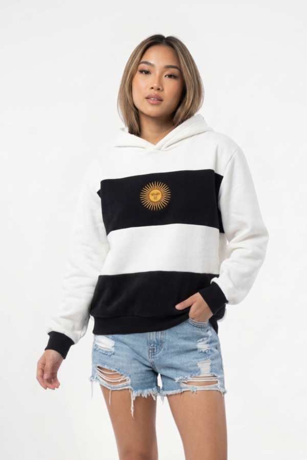 Buzo Frisa Peinado Con Capucha Sol De Mayo Argentina En DTF "BANDERA"