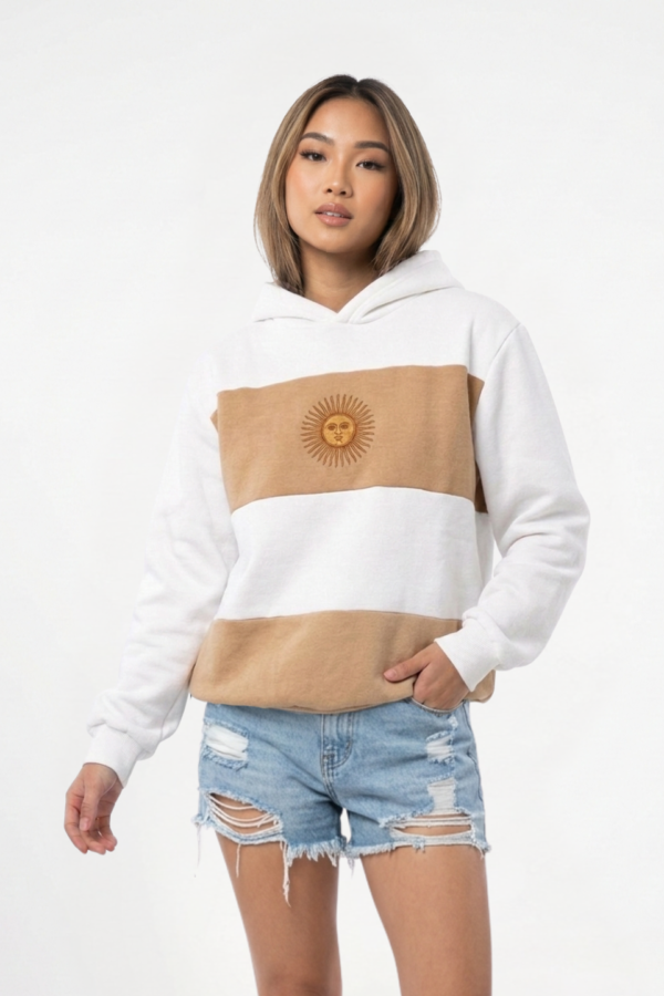 Buzo Frisa Peinado Con Capucha Sol De Mayo Argentina En DTF "BANDERA"