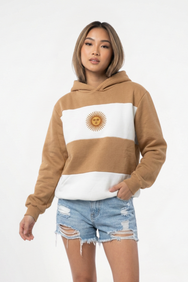 Buzo Frisa Peinado Con Capucha Sol De Mayo Argentina En DTF "BANDERA"