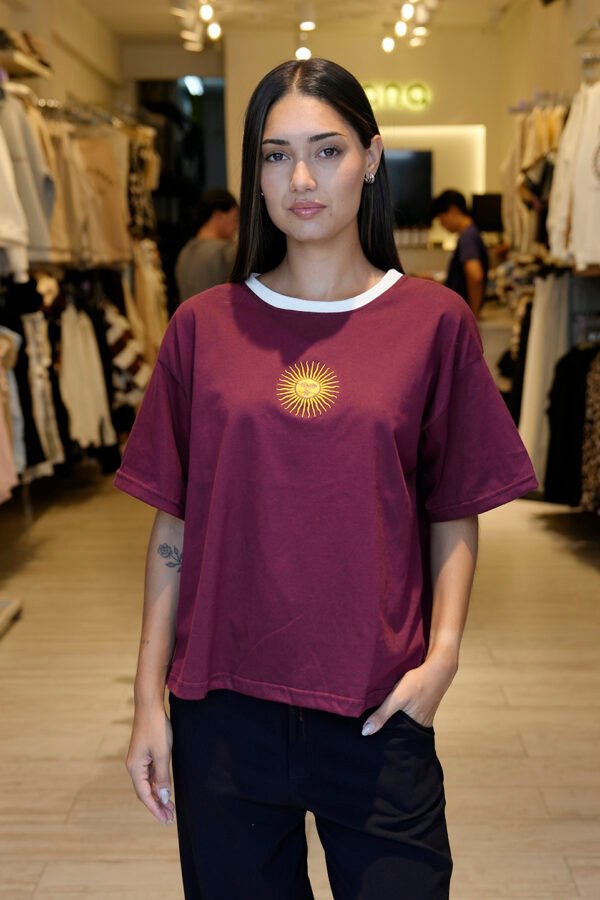 Remera Algodon Jersey 24/1 Sol De Mayo En El Medio Bordado "INTI"