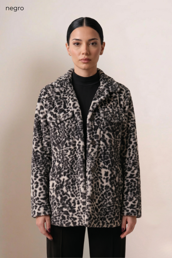 Saco Mediano Paño Estampado Animal Print "CLARY"