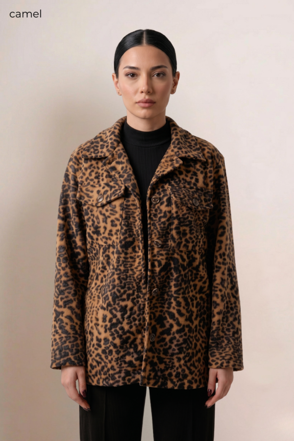 Saco Mediano Paño Estampado Animal Print "CLARY"