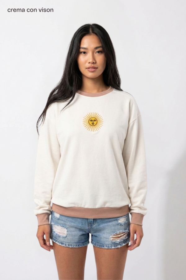 Buzo Rustico Lycra Cuello Redondo Combinado Sol De Mayo Bordado “ARGENTINO”