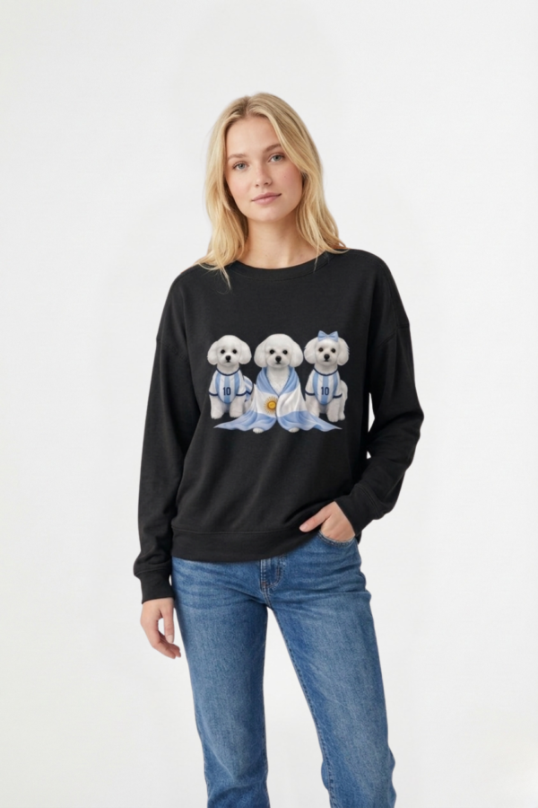 Buzo Rustico Frisado Cuello Redondo 3 Perros Con Camiseta En DTF "HINCHADA"