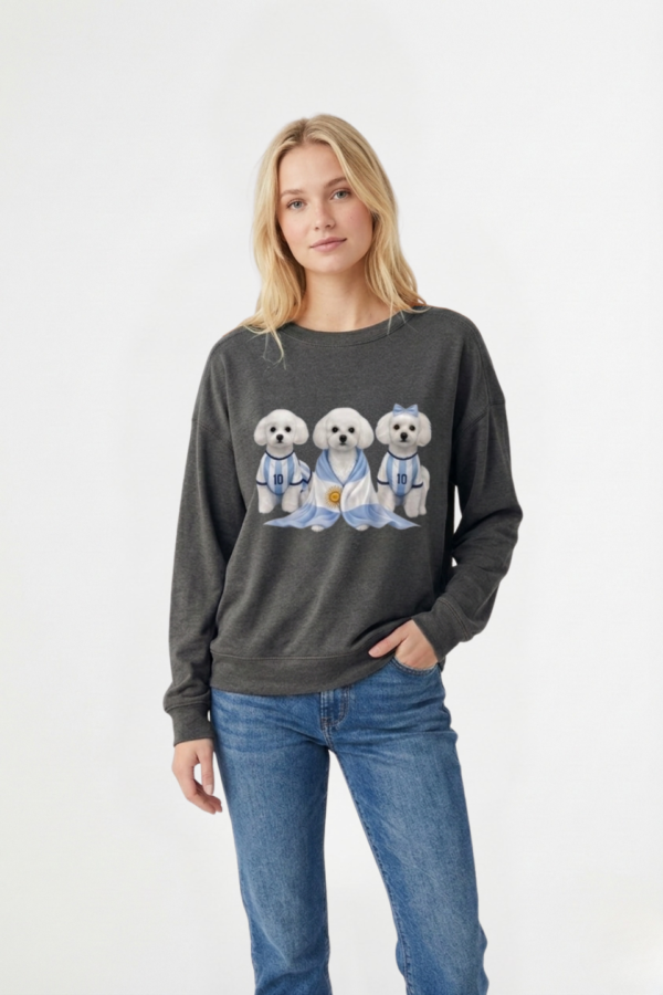 Buzo Rustico Frisado Cuello Redondo 3 Perros Con Camiseta En DTF "HINCHADA"