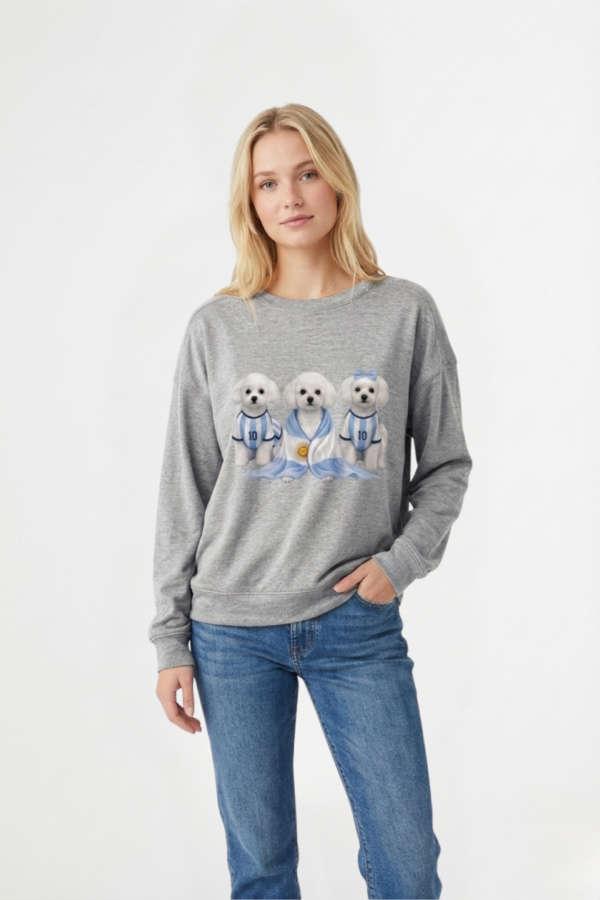 Buzo Rustico Frisado Cuello Redondo 3 Perros Con Camiseta En DTF "HINCHADA"