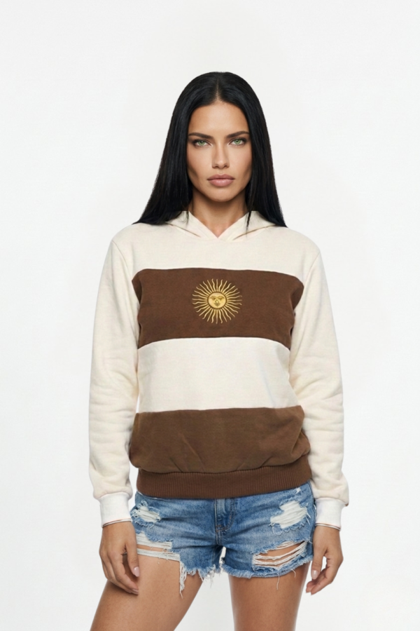 Buzo Frisa Peinado Con Capucha Sol De Mayo Bordado "MUNDIAL"