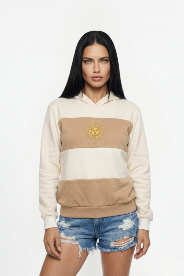 Buzo Frisa Peinado Con Capucha Sol De Mayo Bordado "MUNDIAL"