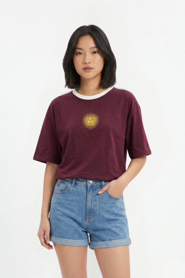 Remera Algodon Jersey 24/1 Sol De Mayo En El Medio Bordado "INTI"