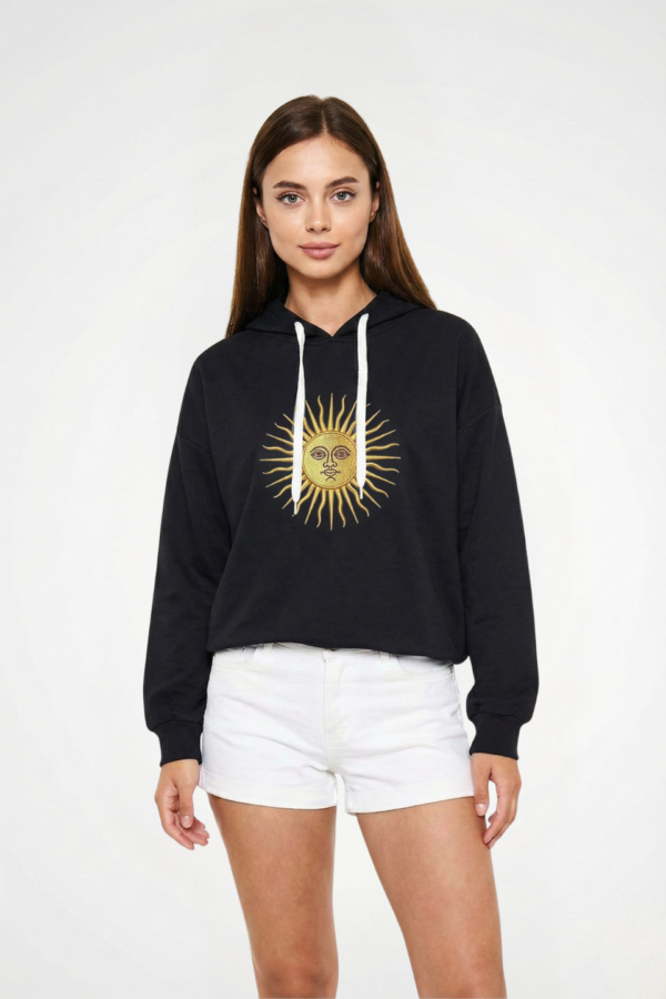 Buzo Rustico Frisado Con Capucha Sol De Mayo En DTF "LIZZY"